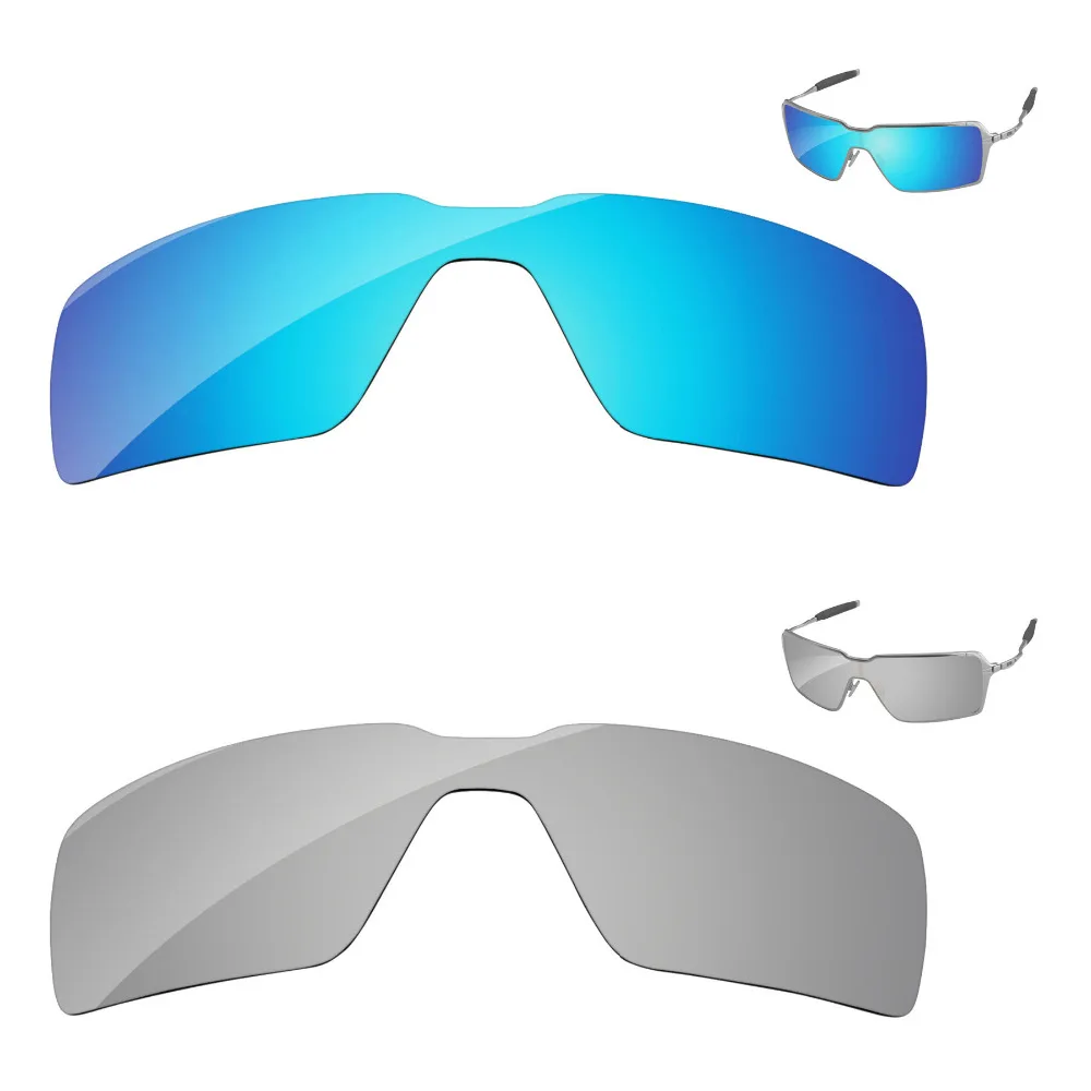 Хром серебро и голубой лед 2 пары зеркало Поляризованные замена оптические стёкла для пробации солнцезащитные очки женщин рамки 100% UVA и UVB