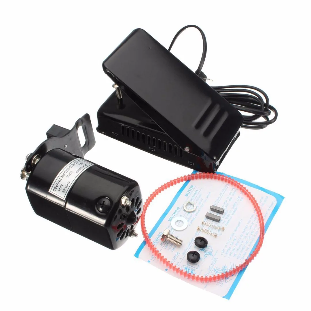 220V 100W Universal Home Sewing Machine Motor Foot Pedal Controller Black 6000rmp
