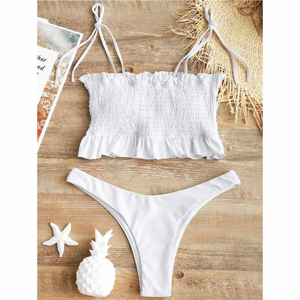 

2018 New Bikini Women Sexy Swimwear Thong Bikini Set Padded White Bathing Suit Brazilian Bikini Summer Beach Wear Femme