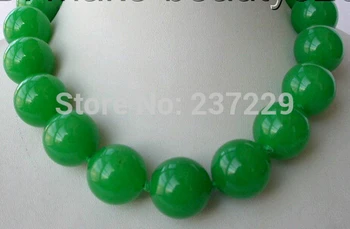 

Wholesale XSZ2022 ADstunning big 20mm round green jade beads necklace
