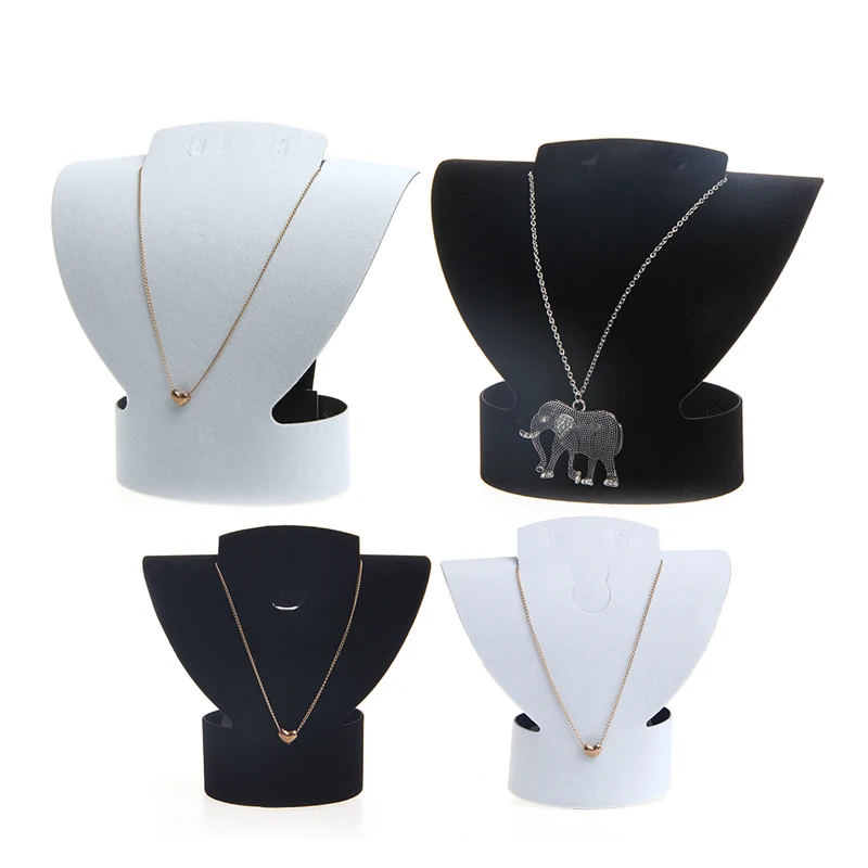 

Folding Velvet Jewelry Necklace Bust Earring Display Holder Stand Rack Show Case Black white