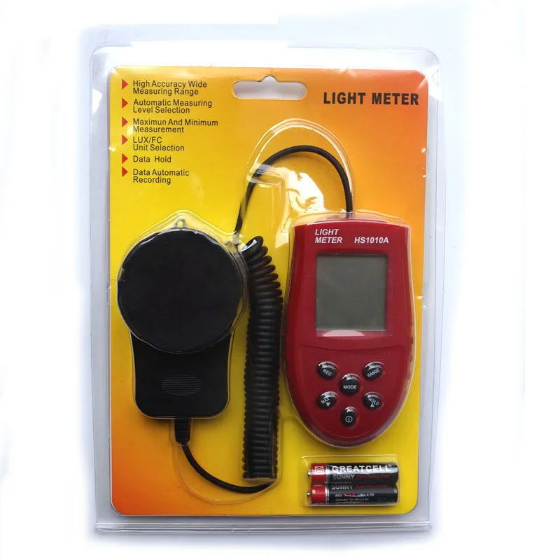 HS1010A Цифровой Люксметр Luxmeter 200000lux фотометр автоматическое измерение яркости