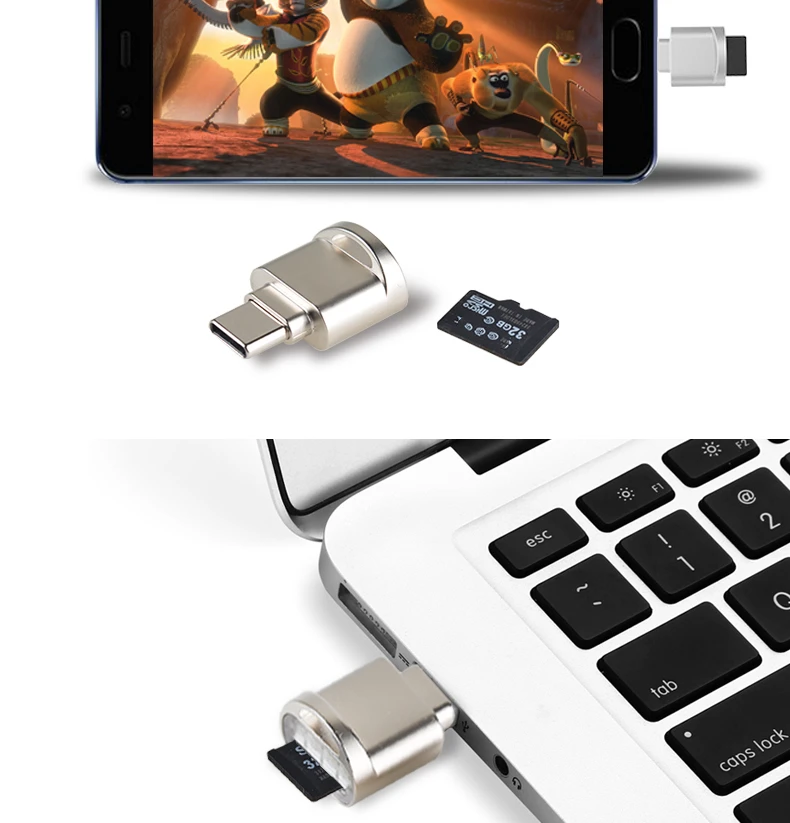 Продвижение type C USB3.0 Алюминиевый мини-адаптер OTG мульти-карт памяти для Micro SD TF для ноутбука Смартфон планшет Cardread