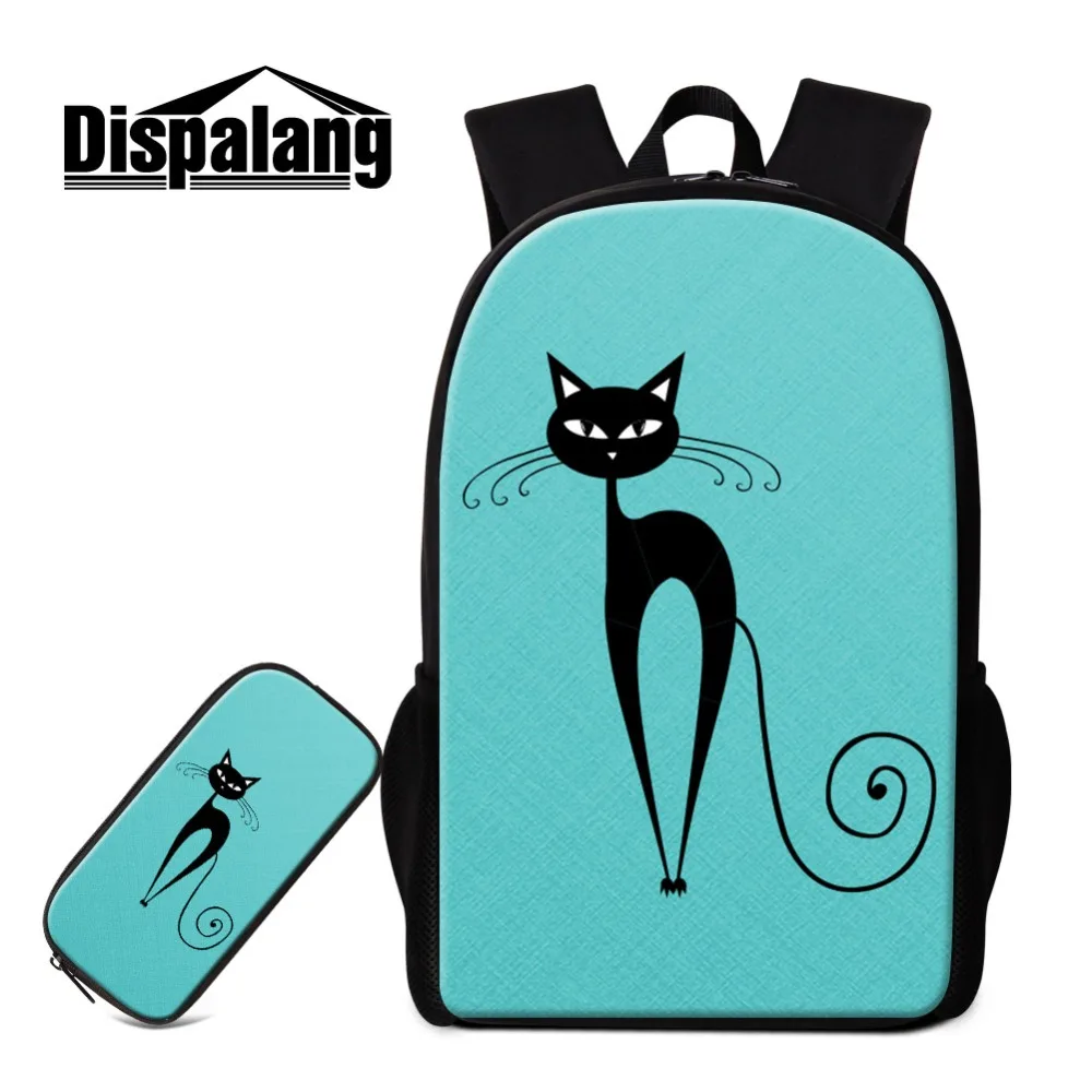 

Dislapang 2Pcs/Set School Bag whit Pencil Pouch 3D Printed Cat Backpack for Girl Combination Bookbag Casual Mochila Escolar