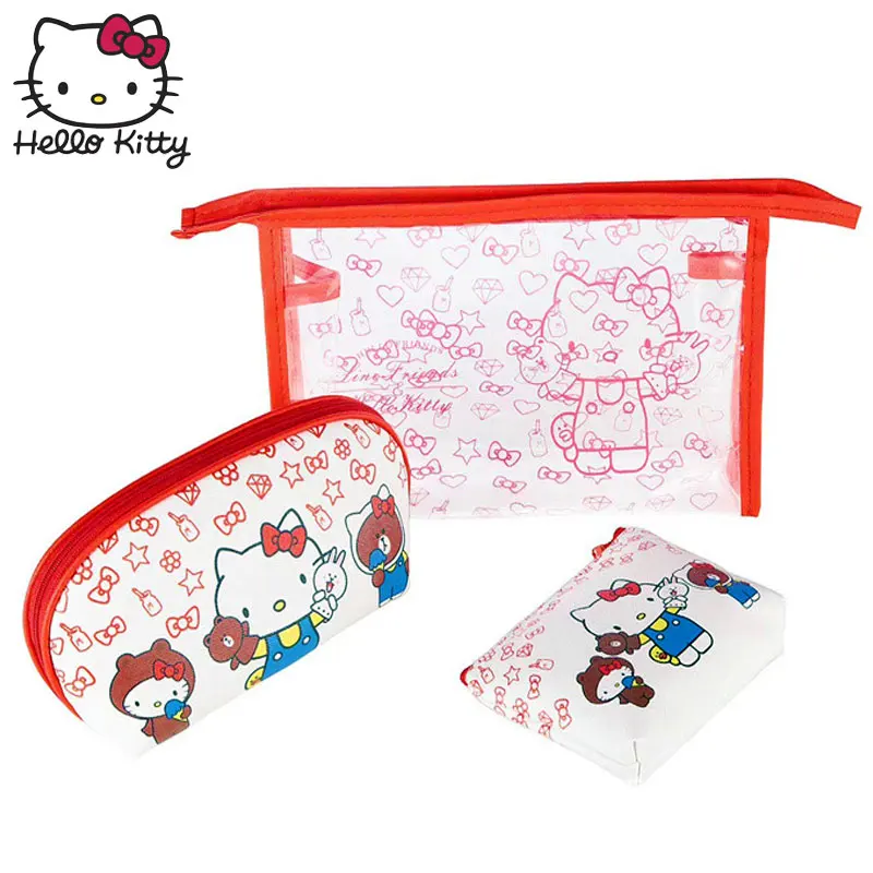 3 шт./компл. hello kitty Плюшевые кошельки Женская сумка для макияжа мультяшная