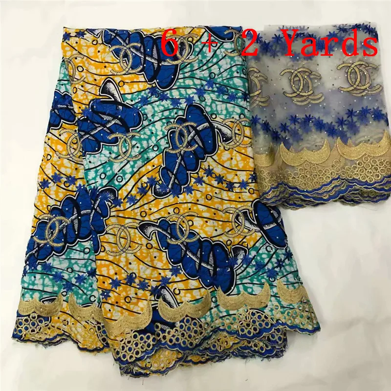 

NN!Ankara lace fabric 2018 new design African lace Fabric/ high quality Wax with embroidered tulle lace ! L60480