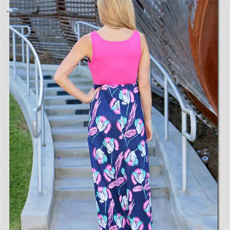 Mommy-and-me-clothes-Patchwork-Flroal-print-Dress-Family-Look-Mother-daughter-dresses-Mother-and-daughter (1)