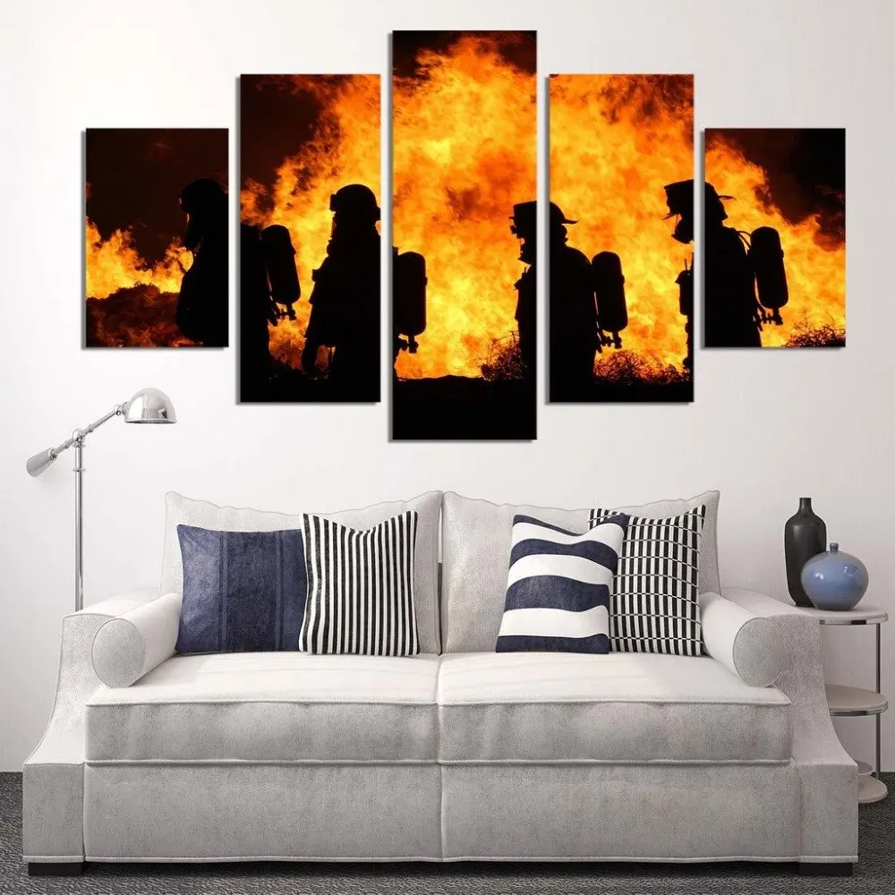Hd Print 5 Pcs Firefighter Canvas Wall Art Print Painting Art Home Decor Canvas Art Print Painting On Canvas Pt0929 Painting Calligraphy Aliexpress