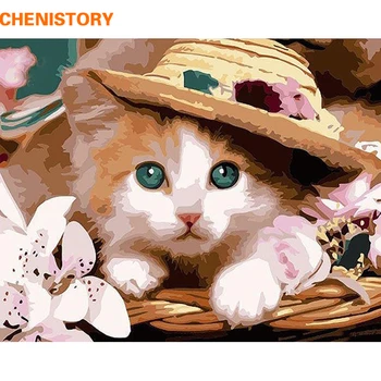 

CHENISTORY Painting By Numbers DIY Canvas Oil Painting Home Decor Lovely Cat For Living Room Gift 40*50cm Wall Art Picture