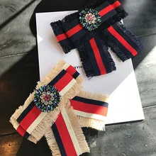 Ручной работы со стразами новая Академия полосатый горный хрусталь рубашку булавки шеи бабочка лук узел Аксессуары для одежды Модные украшения