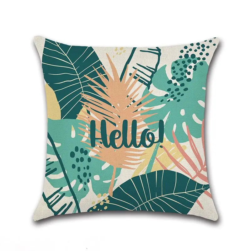 

New tropical plants green leaves rainforest summer theme pillowcase cushion cover linen Without core