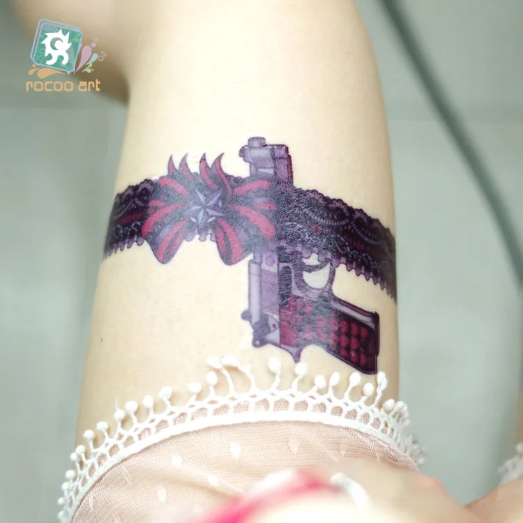 Rocooart Guns Tattoo Sticker Bowknot Tatuagem For Women Temporary Tattoo  Stickers Body Art Fake Tattoo Waterproof Tatoo Tatouage - AliExpress 66