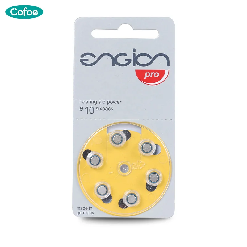 E10 A10 Zinc-Air Button Cell 10 1.4V Yellow Tab Hearing Aid Battery for Cofoe Hearing Aids