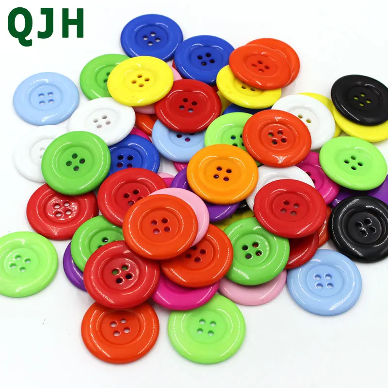 

QJH 20pcs 38mm 4 holes Colorful resin coat buttons large fashion buttons clothing accessories diy sewing craft accessories