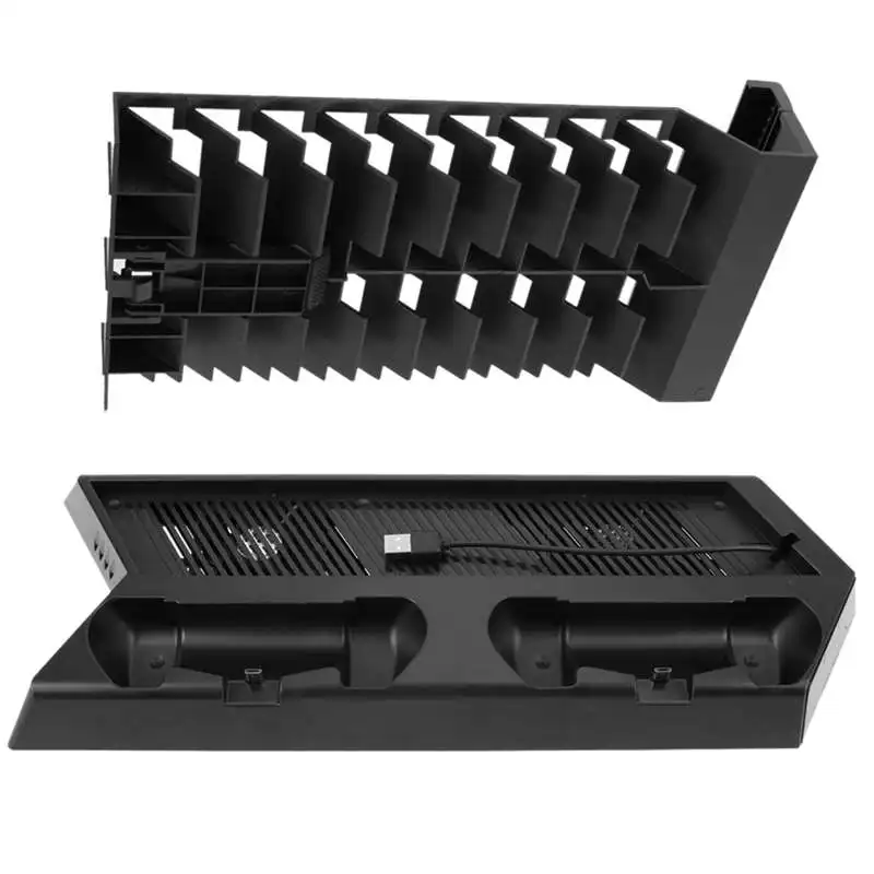 

Multifuctional Vertical Stand Mount Dock Holder with 18 Disc Disk Support For PS4 Pro Console USB 2.0 Interface 2 High Speed Fan