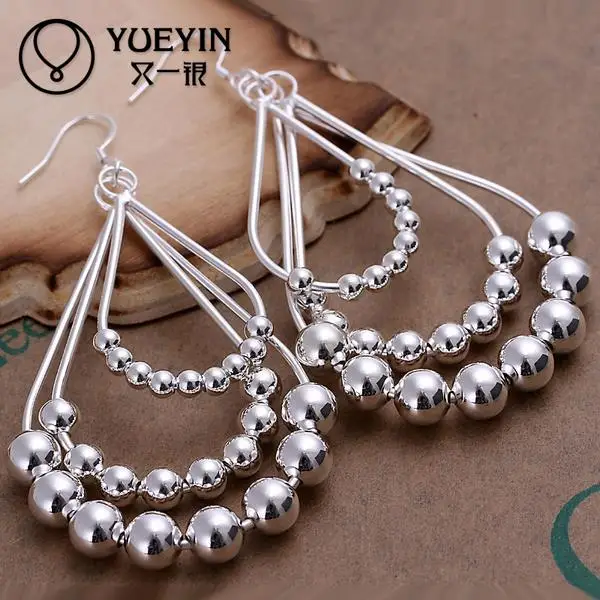 Hot Fashion Elegant Three String Beads Drop Shaped Earrings Crystal