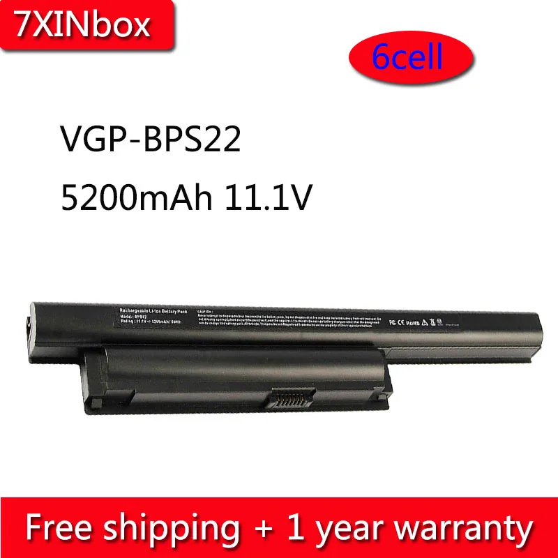 7XINbox 5200mAh 11 1 V VGP BPS22 Аккумулятор для Sony BPS22A VPC E1Z1E E1Z1E/BI EA12EA/B EA15FA|Аккумуляторы