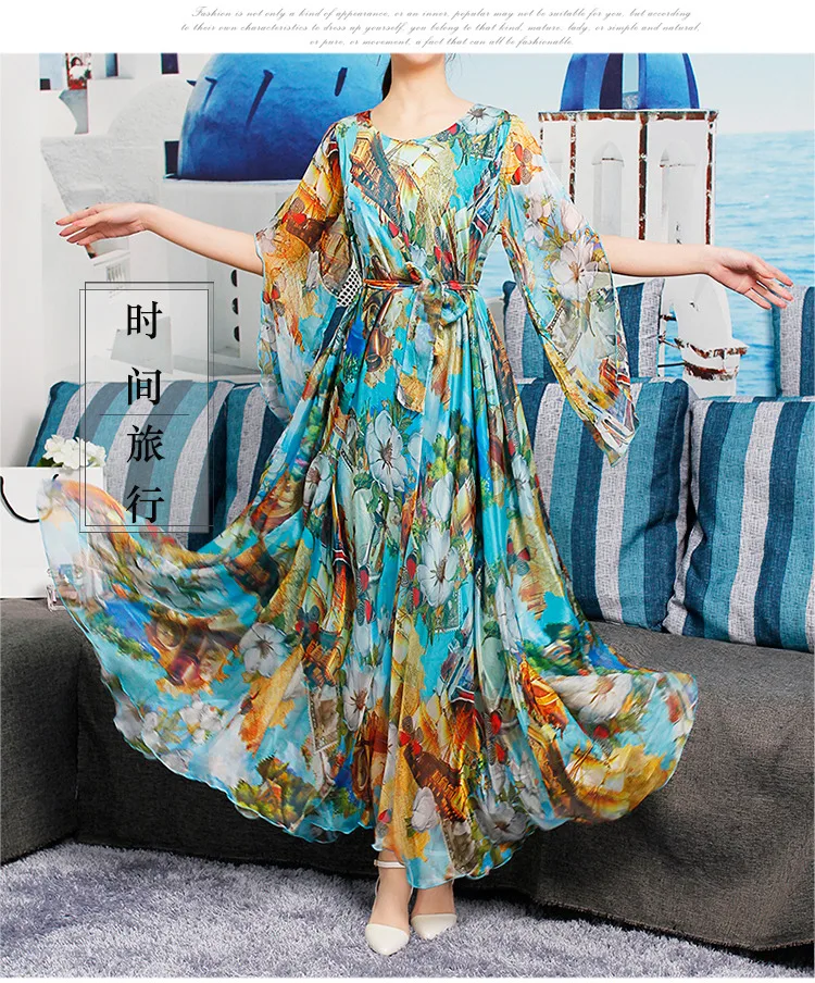 Новое летнее женское платье размера плюс богемное длинное платье модное женское Свободное длинное платье большого размера с принтом XL-5Xl J116