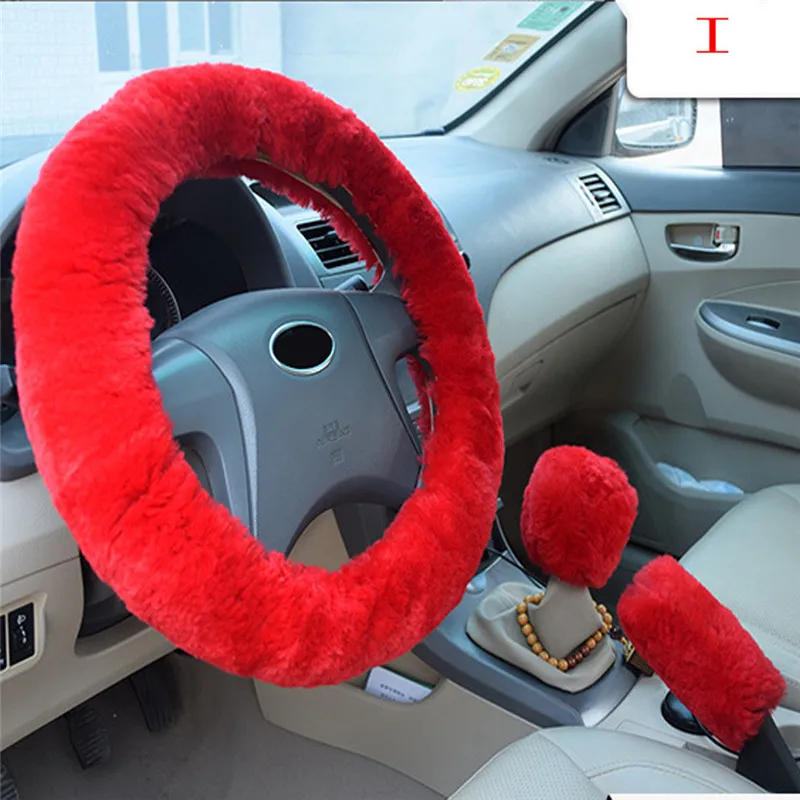 Kongyide чехол рулевого колеса автомобиля Авто украшения короткие плюшевые шерстяные ручные тормоза Авто Мех Руль набор 38 см Прямая поставка mar12
