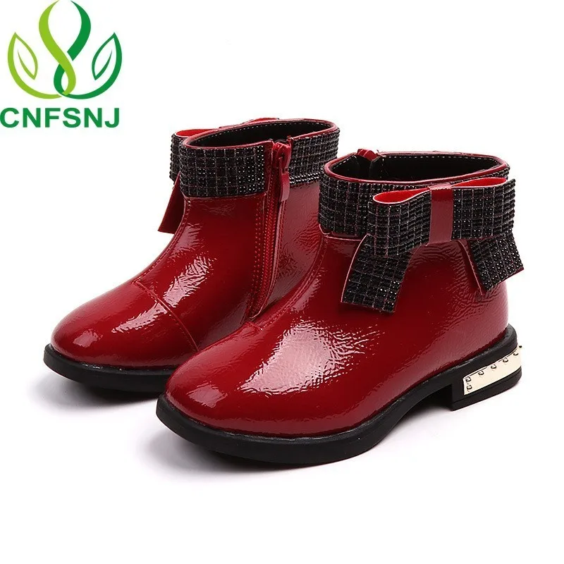 

CNFSNJ 2018 new autumn Winter Children Leather Soft Shoe Baby Girls Fashion Butterfly Boot Toddler Brand sneakers 26-36