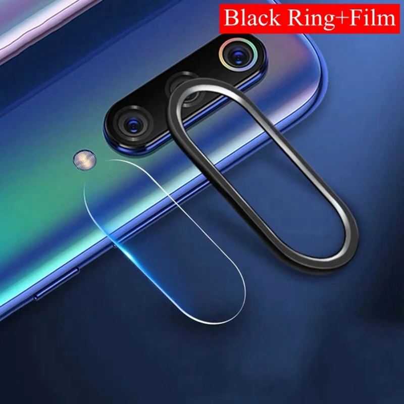 Кольцо для объектива камеры для Xiaomi mi 9 SE 9SE 9T Pro защита экрана Glas металлическое кольцо для камеры на Xio mi Red mi Note 7 K20 Pro - Цвет: Black Ring and Film