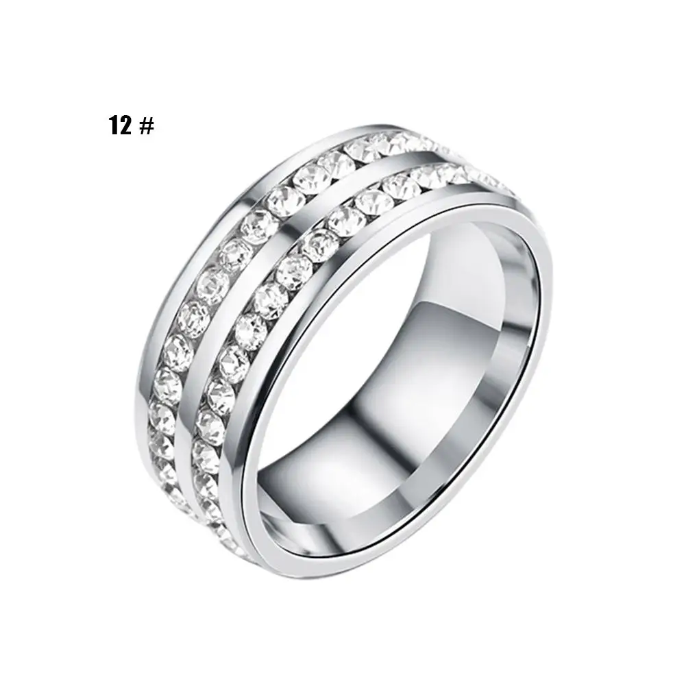 Мода микро-Магнитный титановый сталь Снижение ключ дрель двойной ряд Алмазный вес кольца для жиросжигания сжигание похудение Детокс кольцо - Цвет: Silver