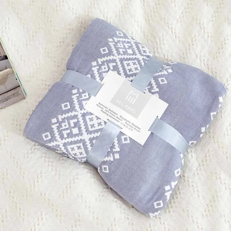 Simanfei одеяло s постельные принадлежности сверхтонкое мягкое теплое хлопковое шестислойное Двухслойное стеганое одеяло для дивана и кровати плед пледы полотенце одеяло - Цвет: Blue