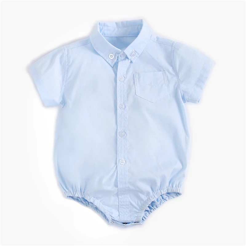 Формальная рубашка джентльмена с короткими рукавами и отворотами для новорожденных и маленьких мальчиков; комбинезон для дня рождения; реквизит для фотосессии
