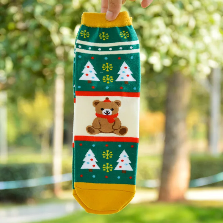 Рождественский подарок, 1 пара новых женских носков, зимние теплые рождественские Мягкие хлопковые носки, милые носки с Санта Клаусом и оленем, носки со снежинками, рождественские носки