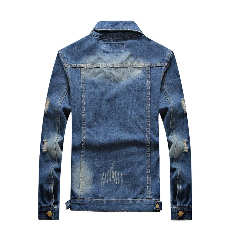 Джинсовая куртка BF2 для мужчин Модная тонкая рваная джинсовая в повседневном