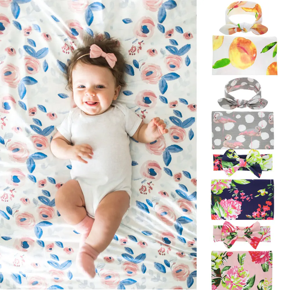 Детская одежда для сна для фотосъемки новорожденных, одеяло, цветочный принт с животными, полотенца, обертывание, шапка для мальчиков и девочек, аксессуары, хлопок