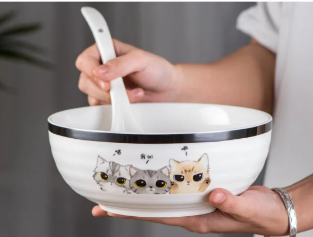 Серия Cute Cat, керамическое ежедневное блюдо, креативная мультяшная чаша с рисунком, набор столовых приборов, бытовая керамическая чаша для посуды