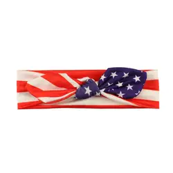 Для новорожденных девочек 4th июля звезда полоса американский флаг печати эластичная резинка для волос Мода Узел Повязки Дети фестиваль