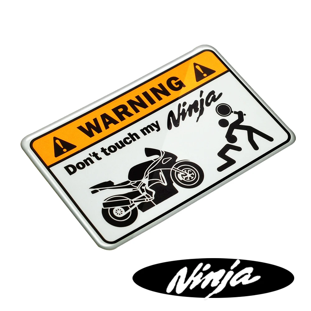 3D Предупреждение не прикасайтесь мой Мотоцикл Танк наклейки чехол для Универсальный Kawasaki Yamaha Honda Suzuki KTM Ducati - Цвет: Ninja silver