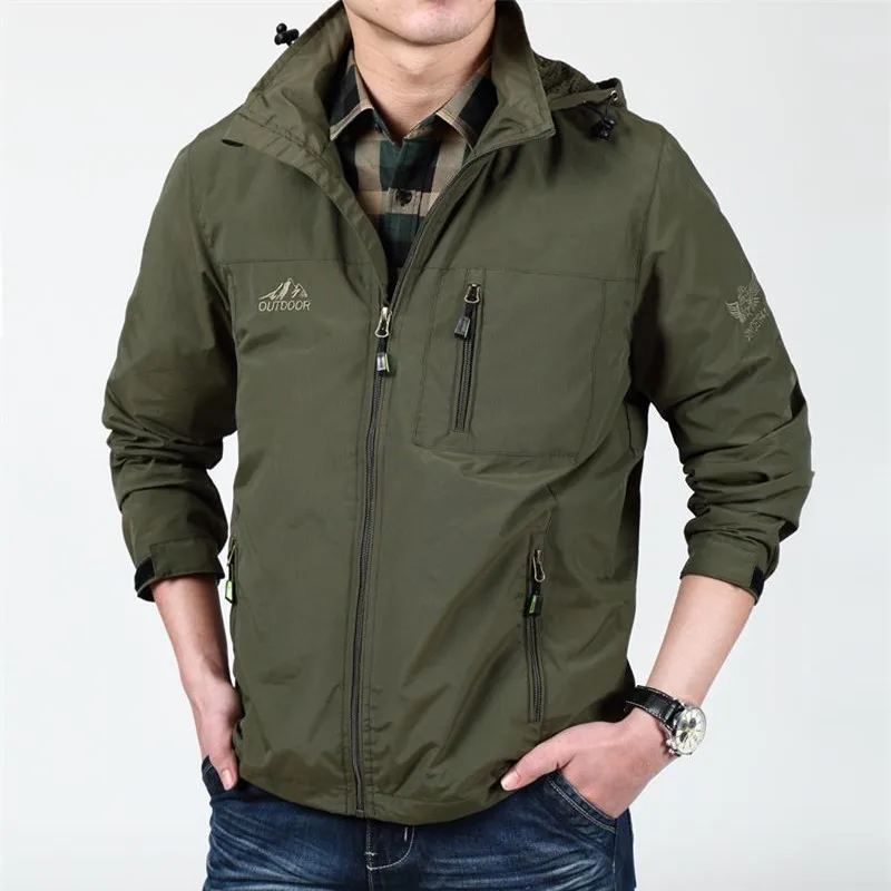 

M-4XL Spring Autumn Men Casual Military Jackets Male Hooded Breathable Pockets Quick Drying Army Jacket