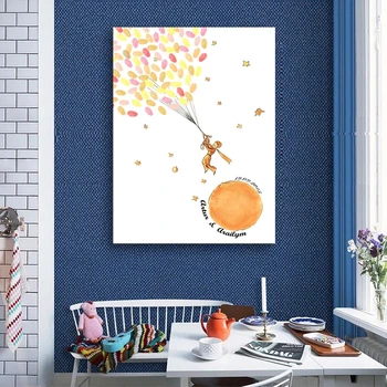 

Free Custom Little Prince Fingerprint Signature Canvas Painting Gift Wedding Decoration Diy Guest Book Gifts For Boys Girls