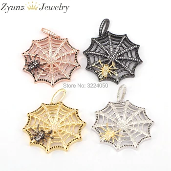 

5PCS ZYZ175-8781 New Style Metal Copper with Micro Pave CZ Spider Webs Special Design Pendant Jewelry