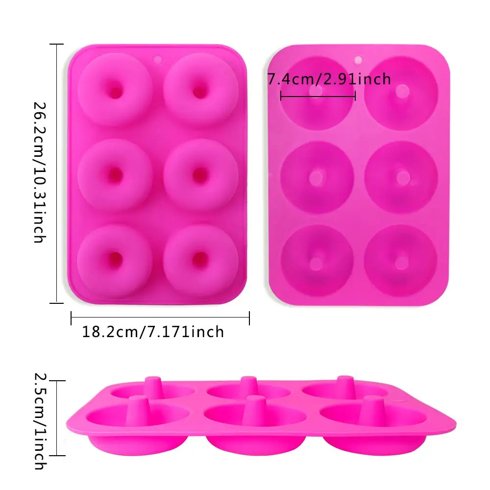 6-Cavity silicone Donut molde Baking pan Non-Stick mold Dishwasher Decoration tools baking nonstick and heat Resistant Reusable