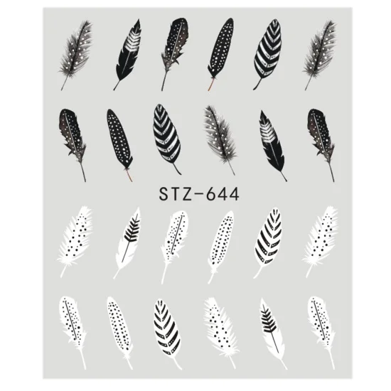 1 лист, простые черные наклейки для ногтей, переводные наклейки для воды, сделай сам, ювелирные изделия, наклейки для цветов, наклейки для ногтей, водяные татуировки, инструменты для ногтей, TRSTZ638-658 - Цвет: STZ644