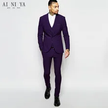 Новинка года пиджак с квадратным подол в фиолетовый человек костюм Индивидуальный заказ Смокинги для женихов дружки ужин Костюмы(куртка+ Брюки для девочек+ жилет