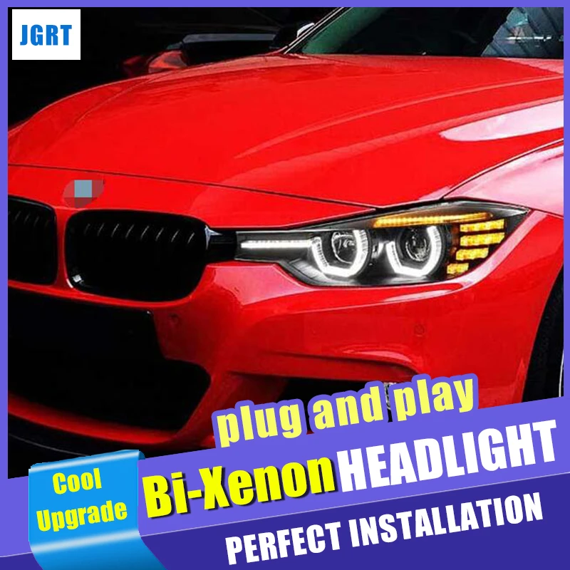 

Car Styling XENON Head Lamp for BMW 3 SERIES F30 Headlights LED Head lamp angel eye headlight BI XENON front accesspories