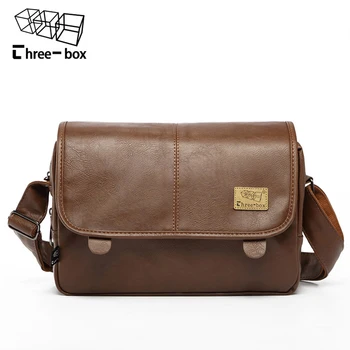 

Three-box Brand Men Bag Leather Casual Crossbody Shoulder Bag Korea Vintage Large Quality Messenger Bag Male Briefcase Bolsas