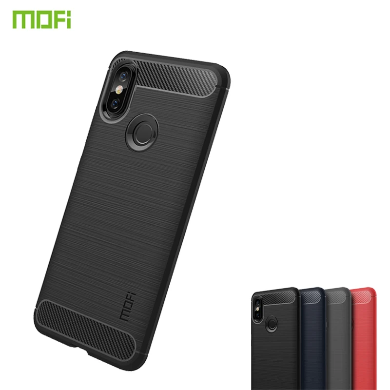 cheap MOFi For Xiaomi Redmi Note 6 Pro Phone Case Armor Shockproof Cover Carbon Fiber Silicon TPU Cover For Redmi Note 6 Pro