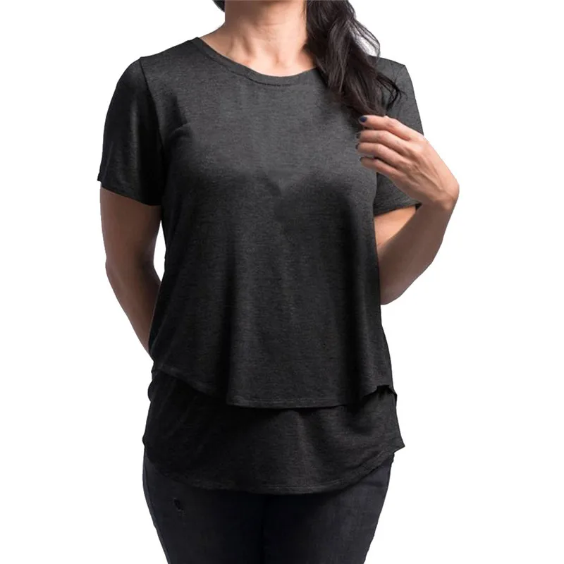 

Telotuny Maternity Clothing Double Layer Women's Maternity Nursing Wrap maternity breastfeeding clothes Blouse T Shirt Dec28