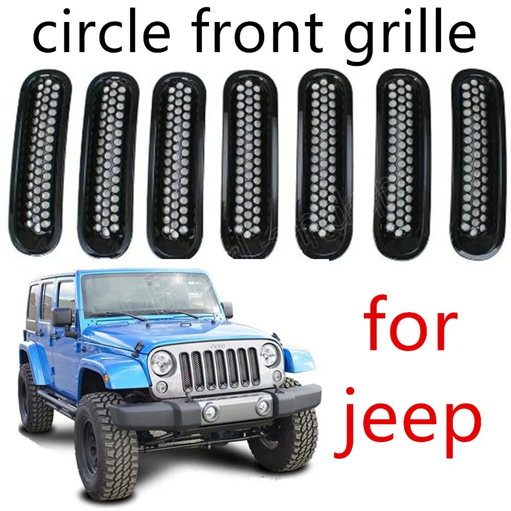 hot7pcs/set Black Mesh Cover Racing Grills Decorative Circle Front