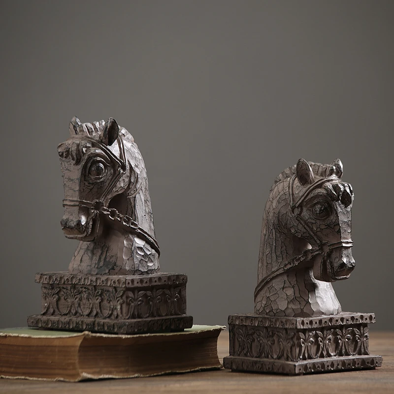 Смола голова лошади книжные концы пара уникальный стол и полка декор с утилитой