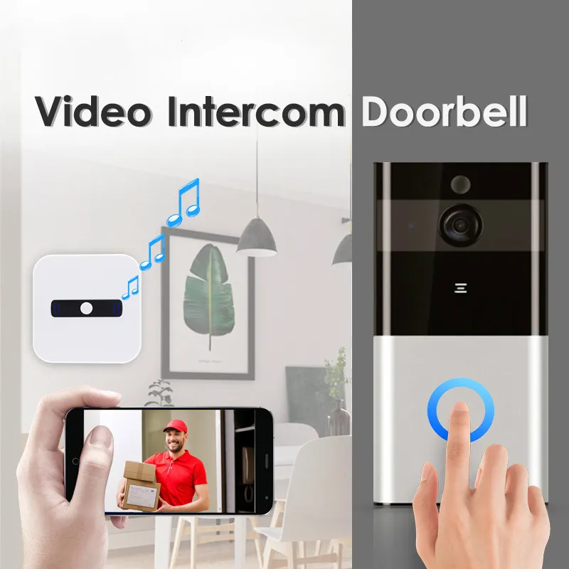 

720P WIFI Visual Doorbell Wireless Intercom Doorbell PIR Motion Detection Night View SD card Video Smart Doorbell Ring