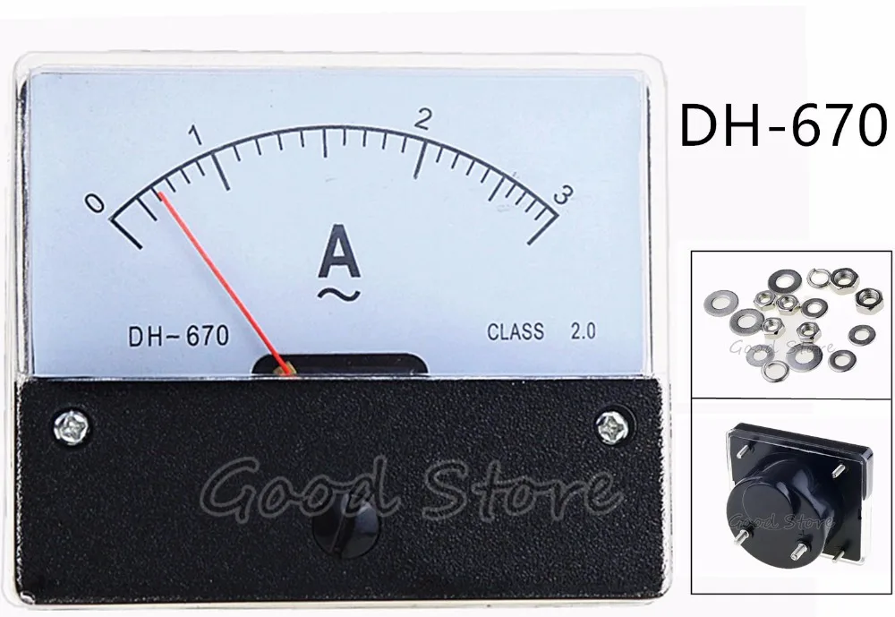 

DH-670 AC 1A 2A 3A 5A 10A 15A 20A 30A 50A 75A Analog Amp Panel ammeter pointer type current meter panel