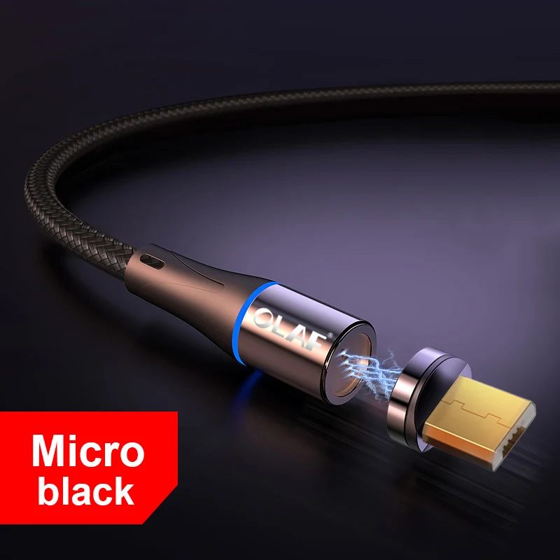 Магнитный кабель Олаф для быстрой зарядки 3,0 Micro USB Type-C для Samsung S8 S9 Plus QC 3,0, кабель для Iphone X XR XS Max - Цвет: black micro usb