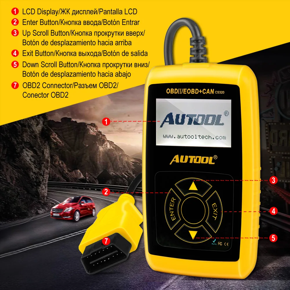 AUTOOL CS320 OBD2 автомобильный сканер OBD 2 II автомобильный считыватель кодов автомобильный диагностический инструмент PK AD310 launch X431 OM123 Scan